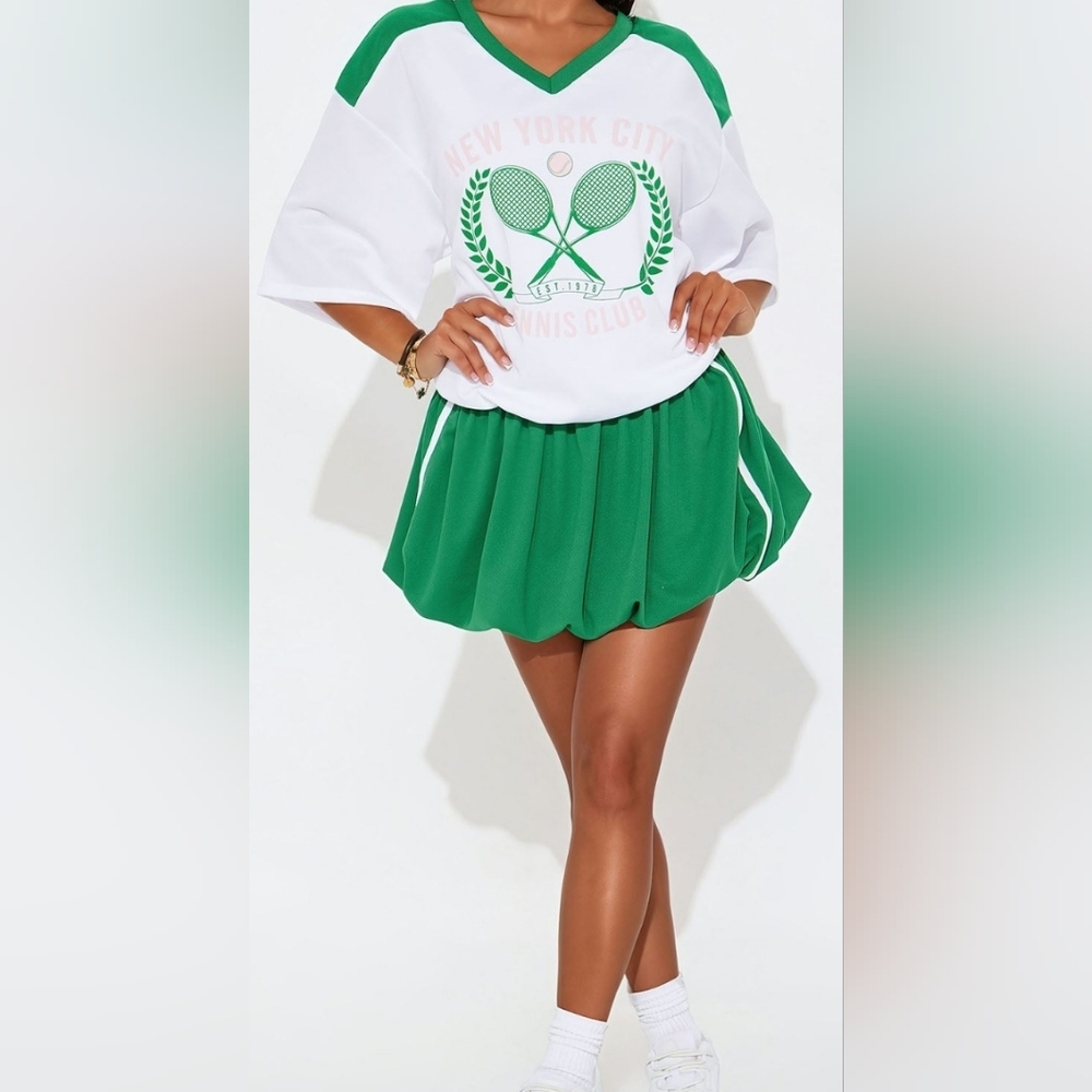 Fashion Nova Green and White Tennis Mini Dress